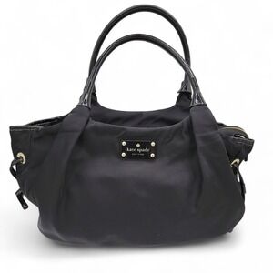 Kate Spade New York STEVIE Classic Black Nylon/Patent Trim Hobo‎ Bag Purse READ